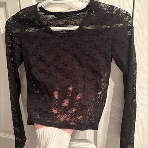 Black Lace Long-Sleeve Top